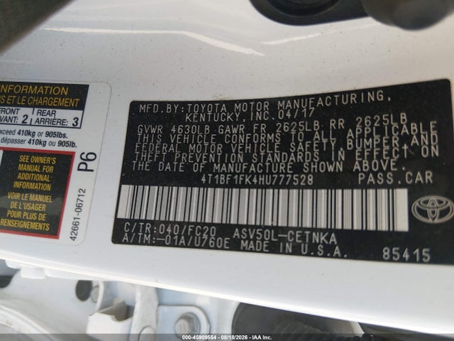 Продажа на аукционе авто 2017 Toyota Camry Le, vin: 4T1BF1FK4HU777528, номер лота: 45909554