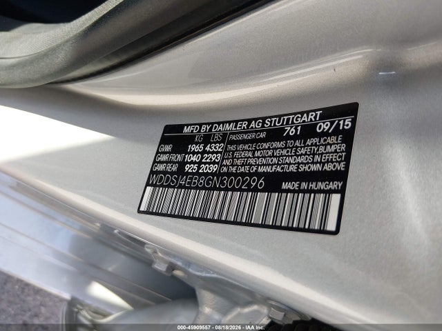 WDDSJ4EB8GN300296 Mercedes-Benz CLA 250