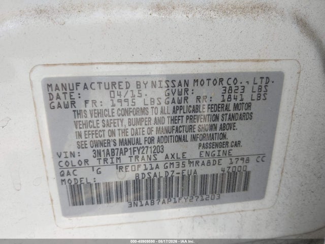 Nissan SENTRA SV 2015 3N1AB7AP1FY271203 Image 9