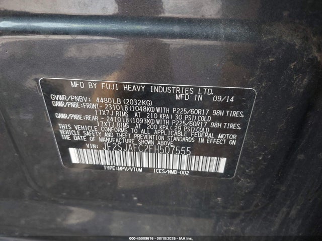 Aukcja sprzedaży 2015 Subaru Forester 2.5i Premium, vin: JF2SJAFC2FH507555, numer aukcji: 45909616