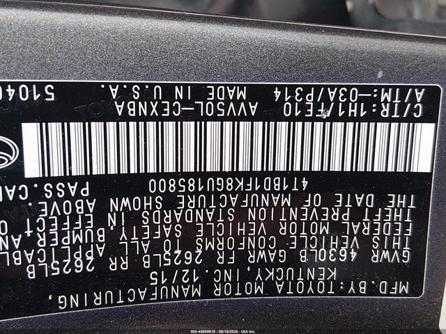 4T1BD1FK8GU185800 Toyota Camry Hybrid Le