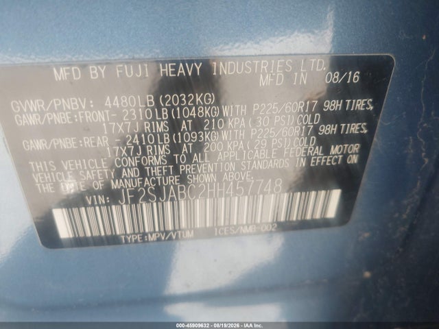 Subaru Forester 2.5i 2017 JF2SJABC2HH457748 Image 7