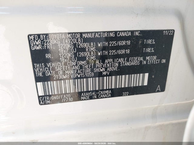 Aukcja sprzedaży 2023 Toyota Rav4 Hybrid Woodland Edition, vin: 2T3UWRFV0PW151059, numer aukcji: 45909684