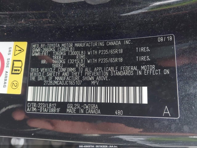 Продаж на аукціоні авто 2018 Lexus Rx 350, vin: 2T2BZMCA0JC165107, номер лоту: 45909704