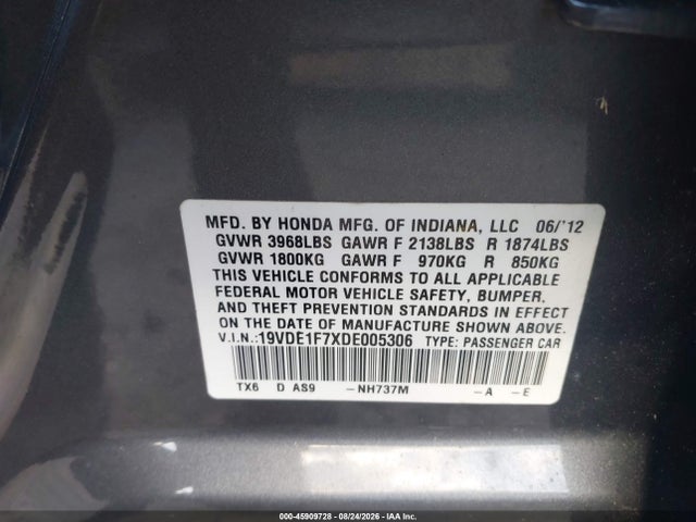 Aukcja sprzedaży 2013 Acura Ilx 2.0l, vin: 19VDE1F7XDE005306, numer aukcji: 45909728