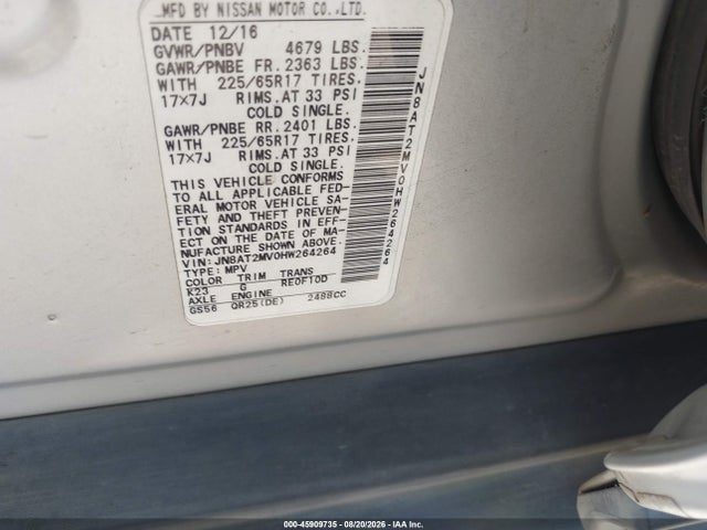 Продаж на аукціоні авто 2017 Nissan Rogue S, vin: JN8AT2MV0HW264264, номер лоту: 45909735