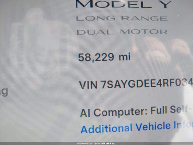7SAYGDEE4RF034972 Tesla Model Y Long Range Dual Motor All-wheel Drive