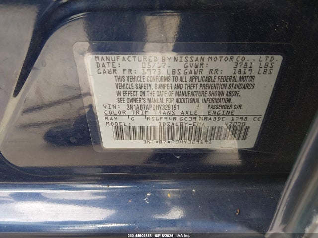 Nissan SENTRA S 2017 3N1AB7AP0HY329191 Image 9