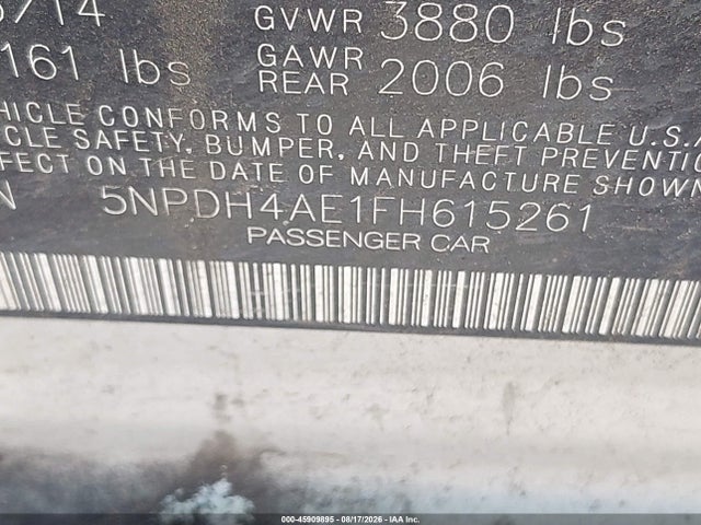 Hyundai ELANTRA SE 2015 5NPDH4AE1FH615261 Image 9