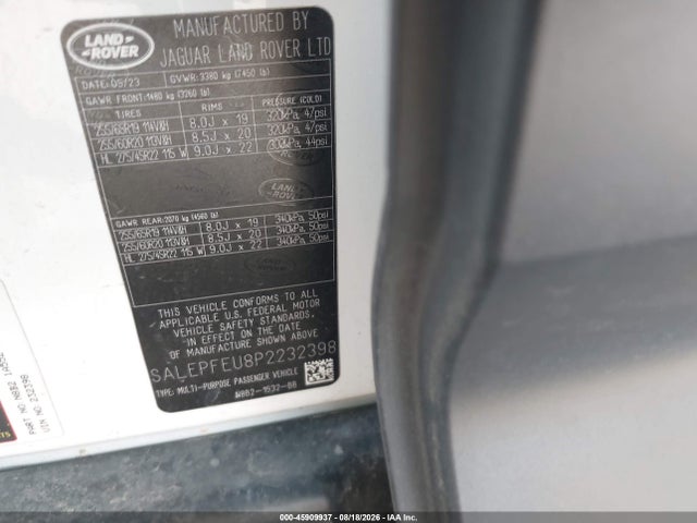 Aukcja sprzedaży 2023 Land Rover Defender 130 Se, vin: SALEPFEU8P2232398, numer aukcji: 45909937