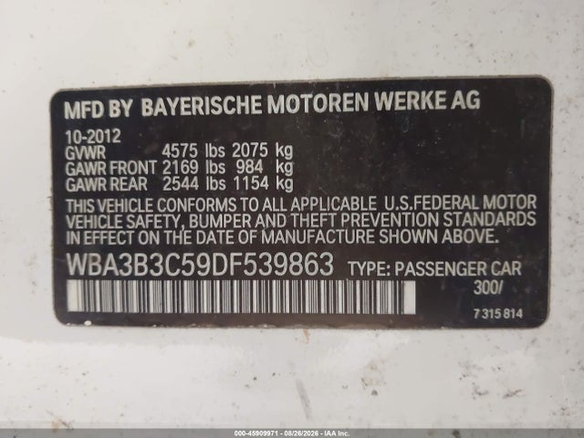 Aukcja sprzedaży 2013 Bmw 328i Xdrive, vin: WBA3B3C59DF539863, numer aukcji: 45909971