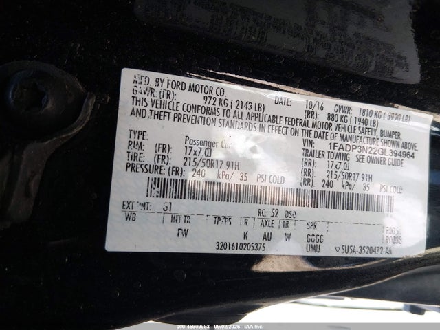 Ford Focus Titanium 2016 1FADP3N22GL394964 Image 9