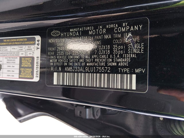 KM8J33AL9LU175572 Hyundai Tucson Ultimate