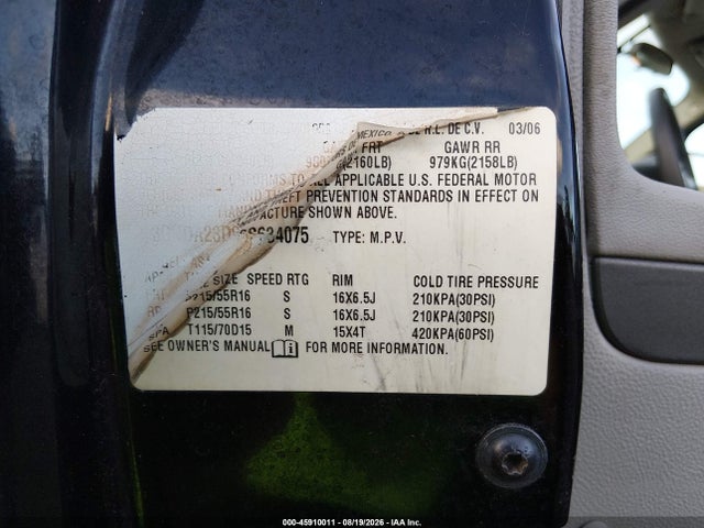 2006 Chevrolet Hhr Lt მანქანა იყიდება აუქციონზე, vin: 3GNDA23D86S634075, აუქციონის ნომერი: 45910011