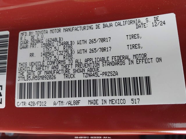 3TMLB5JN5SM092026 Toyota Tacoma Trd Off Road