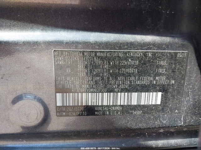 Продаж на аукціоні авто 2021 Toyota Rav4 Xse, vin: 4T3E6RFV0MU037398, номер лоту: 45910079