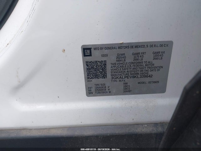 Продажа на аукционе авто 2019 Gmc Terrain Slt, vin: 3GKALPEV8KL339642, номер лота: 45910119