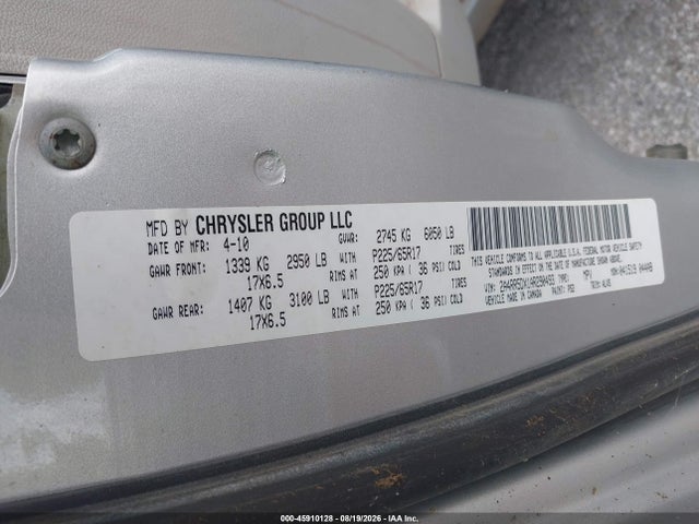 45910128 :رقم المزاد ، 2A4RR5DX1AR290493 vin ، 2010 Chrysler Town & Country Touring مزاد بيع