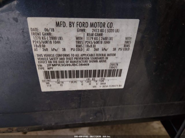 2FMPK3G99JBC38469 Ford EDGE SE