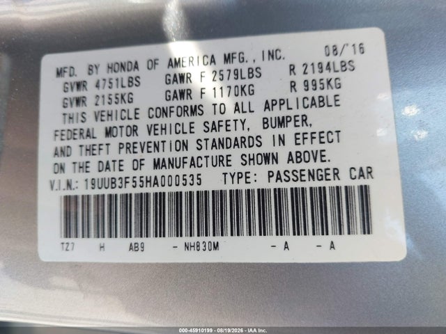 Aukcja sprzedaży 2017 Acura Tlx Technology Package, vin: 19UUB3F55HA000535, numer aukcji: 45910199