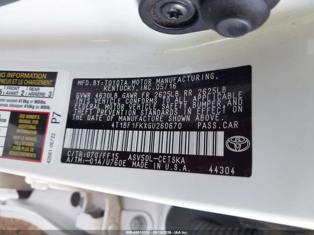 4T1BF1FKXGU260670 Toyota CAMRY SE