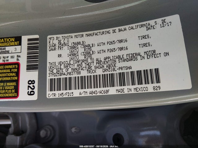 3TMDZ5BN4JM037788 Toyota Tacoma Trd Off Road