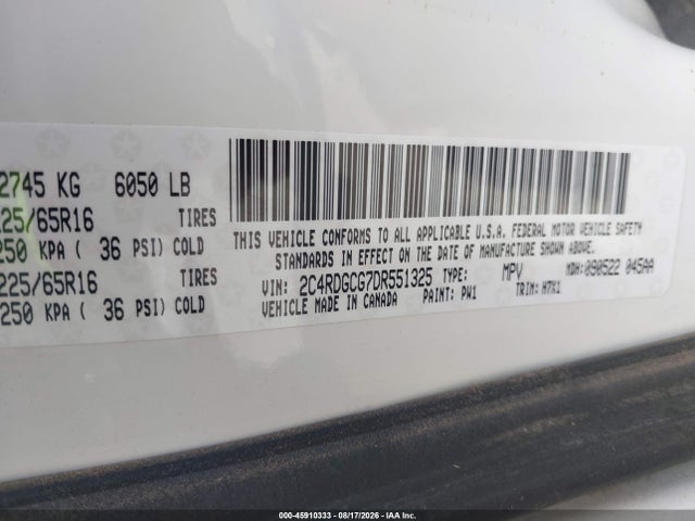 Aukcja sprzedaży 2013 Dodge Grand Caravan Sxt, vin: 2C4RDGCG7DR551325, numer aukcji: 45910333