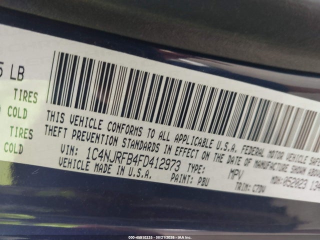 45910335 :رقم المزاد ، 1C4NJRFB4FD412973 vin ، 2015 Jeep Patriot Latitude مزاد بيع