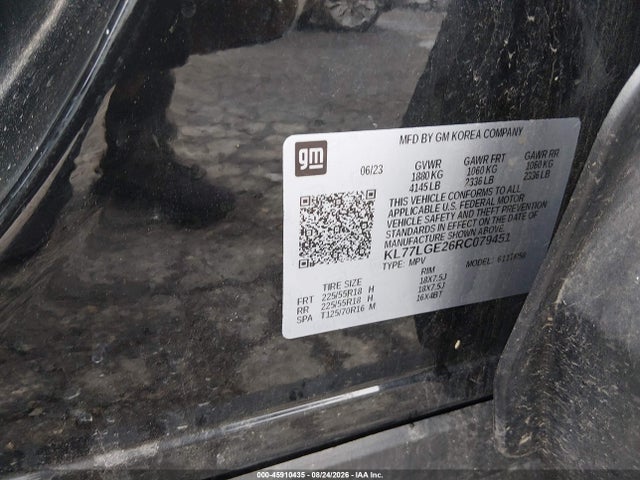 Auction sale of the 2024 Chevrolet Trax Fwd 1rs, vin: KL77LGE26RC079451, lot number: 45910435