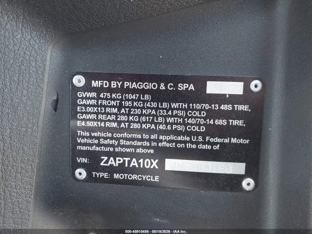 Piaggio Mp3 500 Sport Abs 2022 ZAPTA10X4N5200160 Image 10