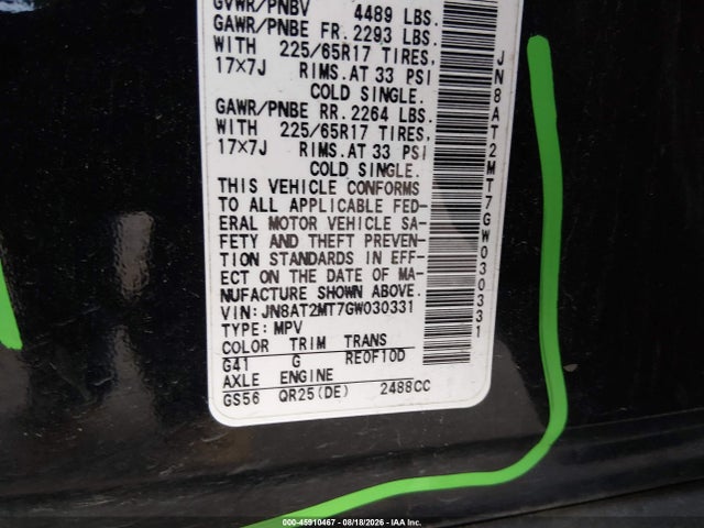 Aukcja sprzedaży 2016 Nissan Rogue S, vin: JN8AT2MT7GW030331, numer aukcji: 45910467