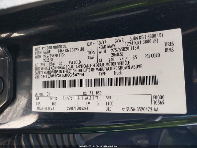 Ford F-150 Xlt 2018 1FTEW1C55JKC54794 Image 9