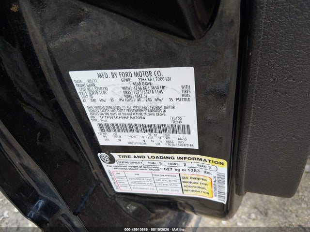 Auction sale of the 2011 Ford F-150 Fx4, vin: 1FTFW1EF9BFA93094, lot number: 45910569