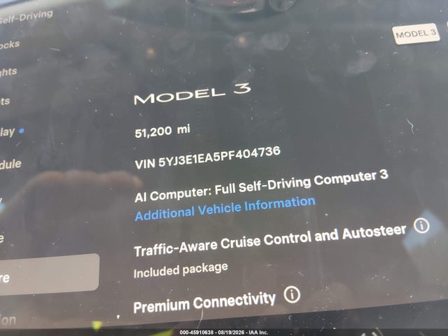 Aukcja sprzedaży 2023 Tesla Model 3 Rear-wheel Drive, vin: 5YJ3E1EA5PF404736, numer aukcji: 45910638