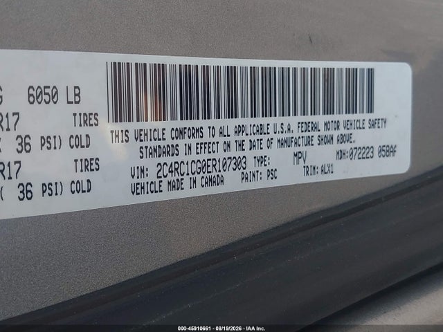 Aukcja sprzedaży 2014 Chrysler Town & Country Touring L, vin: 2C4RC1CG0ER107303, numer aukcji: 45910661