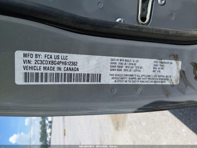 Продаж на аукціоні авто 2023 Dodge Charger Sxt, vin: 2C3CDXBG4PH612362, номер лоту: 45910674