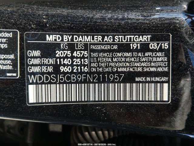 Продажа на аукционе авто 2015 Mercedes-benz Cla 45 Amg 4matic, vin: WDDSJ5CB9FN211957, номер лота: 45910716