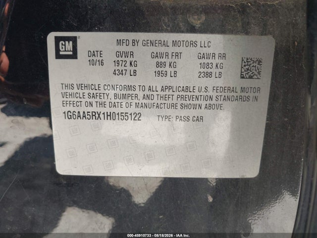 Aukcja sprzedaży 2017 Cadillac Ats Standard, vin: 1G6AA5RX1H0155122, numer aukcji: 45910733