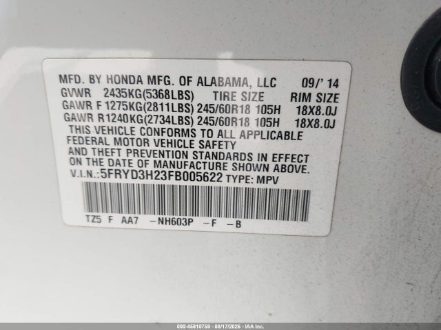 5FRYD3H23FB005622 Acura MDX