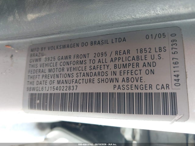 Aukcja sprzedaży 2005 Volkswagen Golf Gls 2.0l, vin: 9BWGL61J154022837, numer aukcji: 45910762