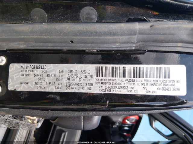 45910811 :رقم المزاد ، 1C4HJXCG7JW155760 vin ، 2018 Jeep Wrangler Rubicon 4x4 مزاد بيع
