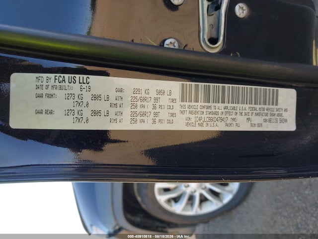 Aukcja sprzedaży 2019 Jeep Cherokee Latitude Fwd, vin: 1C4PJLCB6KD479417, numer aukcji: 45910818