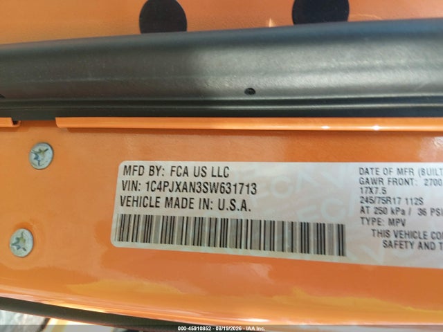 Продаж на аукціоні авто 2025 Jeep Wrangler 2-door Sport 4x4, vin: 1C4PJXAN3SW631713, номер лоту: 45910852