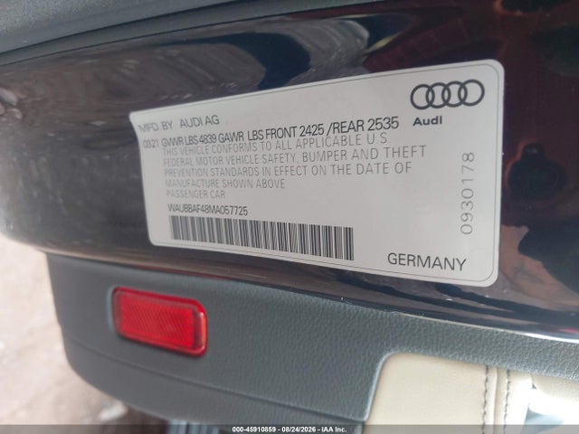 Aukcja sprzedaży 2021 Audi A4 Premium Plus 40 Tfsi Quattro S Tronic, vin: WAUBBAF48MA057725, numer aukcji: 45910859
