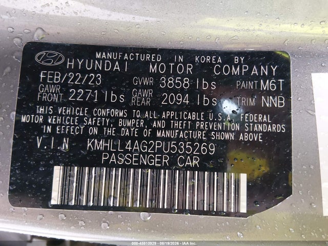 Продажа на аукционе авто 2023 Hyundai Elantra Se, vin: KMHLL4AG2PU535269, номер лота: 45910929