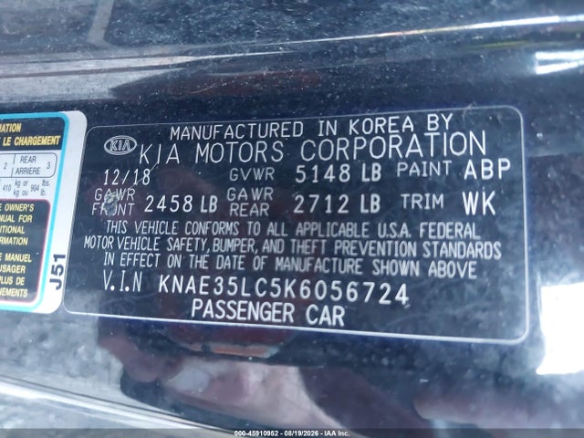 Продаж на аукціоні авто 2019 Kia Stinger Gt, vin: KNAE35LC5K6056724, номер лоту: 45910952