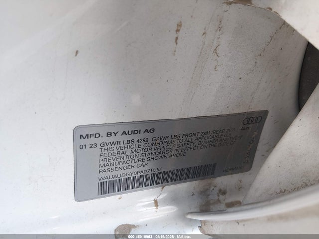2023 Audi A3 Premium 40 Tfsi Front-wheel Drive S Tronic მანქანა იყიდება აუქციონზე, vin: WAUAUDGY0PA071616, აუქციონის ნომერი: 45910963