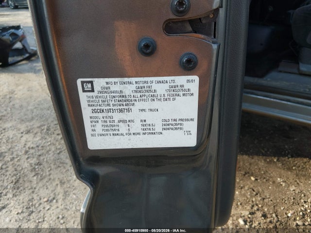 Продаж на аукціоні авто 2001 Chevrolet Silverado 1500 Ls, vin: 2GCEK19T311367161, номер лоту: 45910980