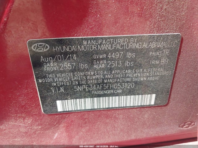 5NPE34AF5FH053120 Hyundai Sonata Sport