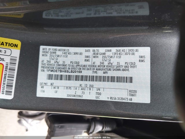 2025 Ford Bronco Big Bend მანქანა იყიდება აუქციონზე, vin: 1FMDE7BH8SLB20169, აუქციონის ნომერი: 45911024